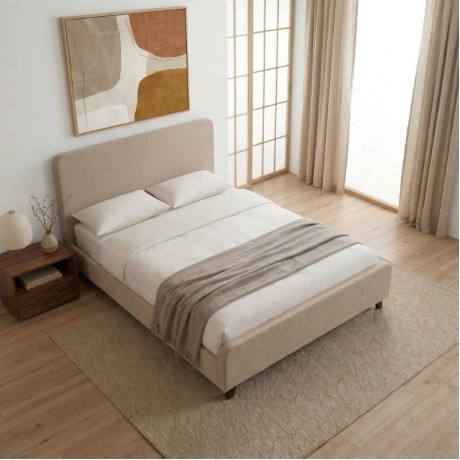 Ovelia Megapap fabric bed in beige color 160x200cm.