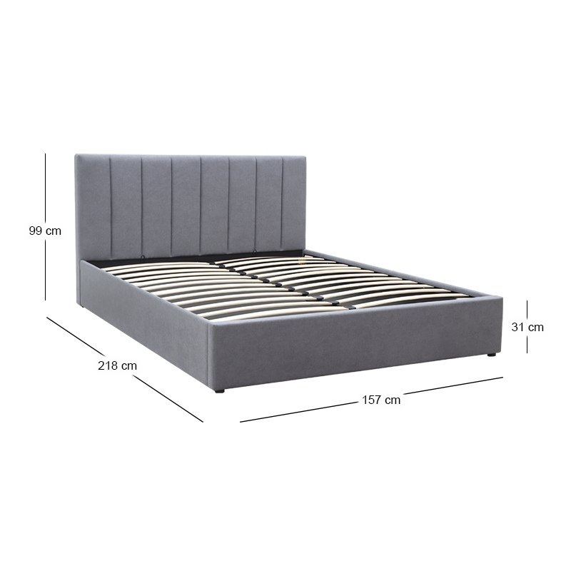 Renata Megapap fabric bed with storage space in grey color 150x200cm.