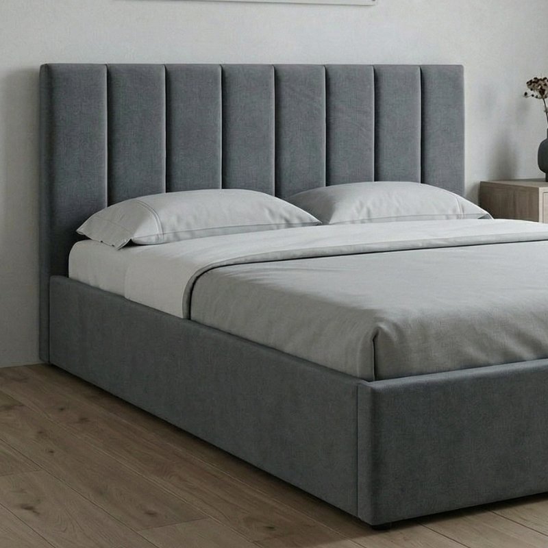 Renata Megapap fabric bed with storage space in grey color 160x200cm.