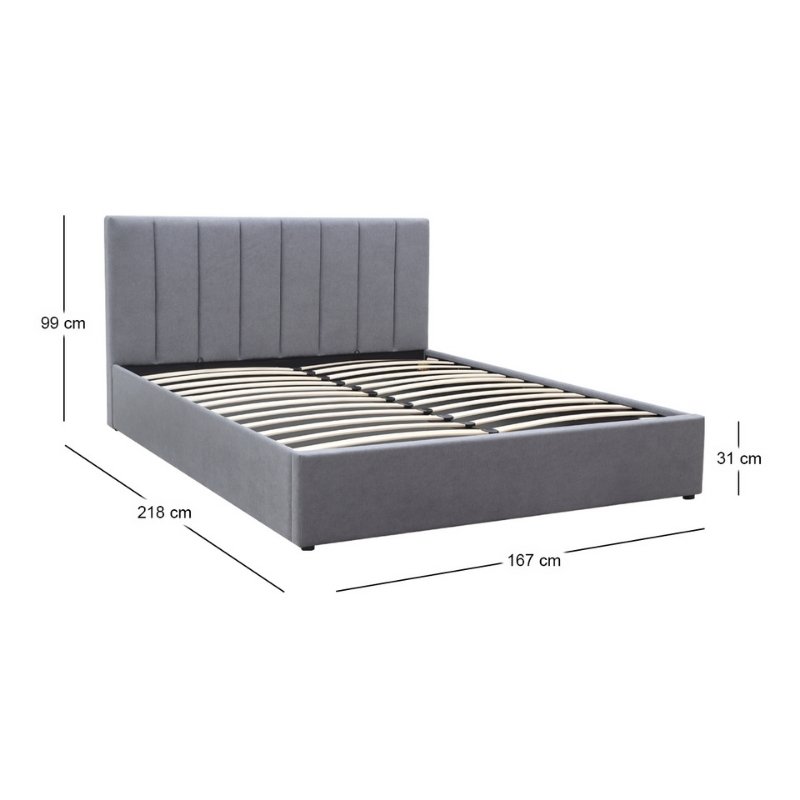 Renata Megapap fabric bed with storage space in grey color 160x200cm.