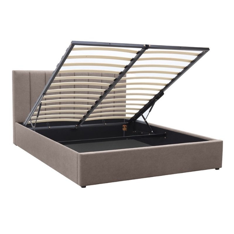 Renata Megapap fabric bed with storage space in beige color 150x200cm.