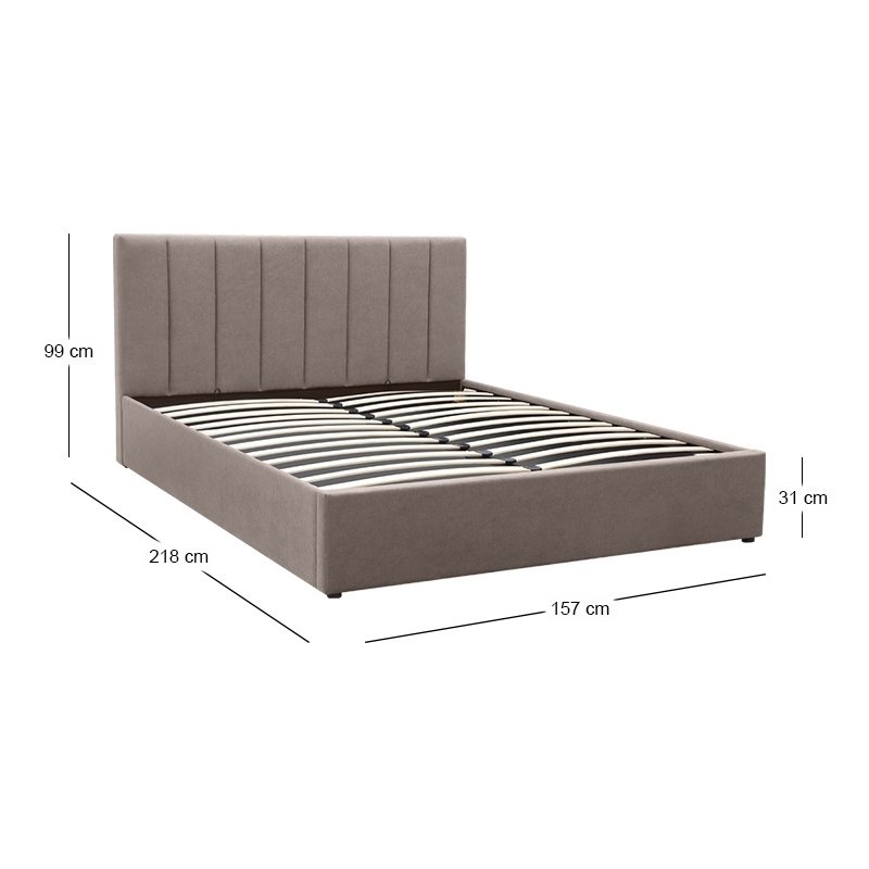 Renata Megapap fabric bed with storage space in beige color 150x200cm.