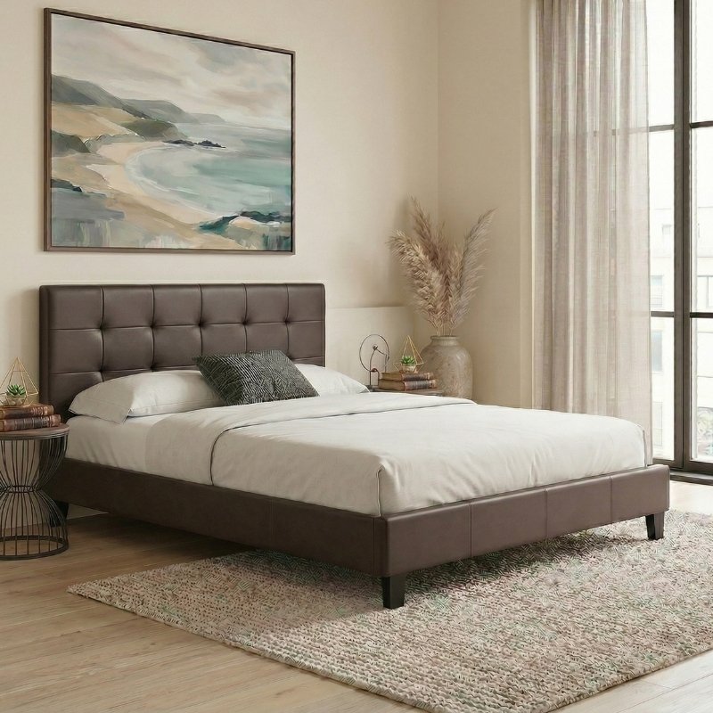 Sissy Megapap PU leather bed in brown color 160x200cm.
