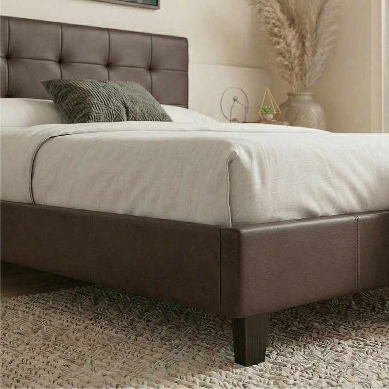 Sissy Megapap PU leather bed in brown color 160x200cm.