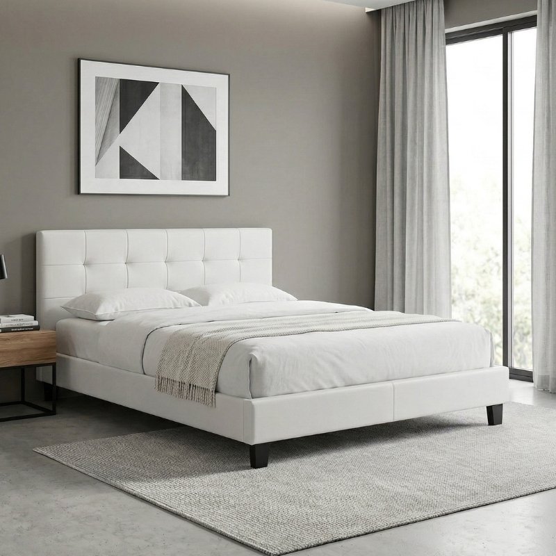 Sissy Megapap PU leather bed in white color 160x200cm.