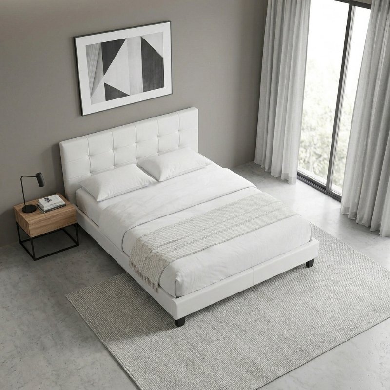 Sissy Megapap PU leather bed in white color 160x200cm.