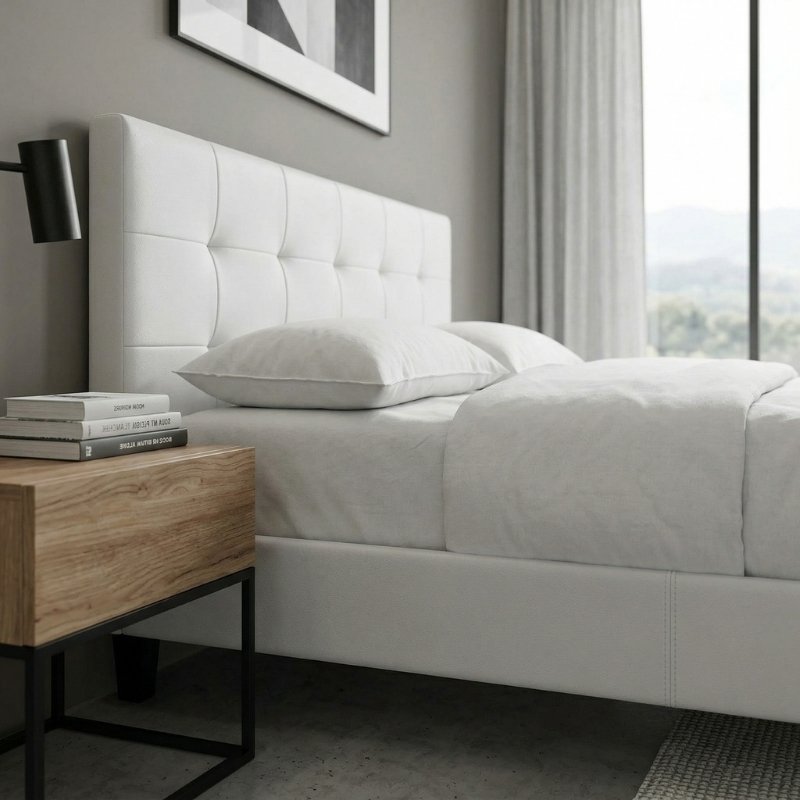Sissy Megapap PU leather bed in white color 160x200cm.