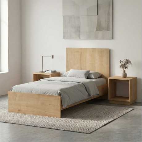 Troy Megapap melamine bed in oak color 100x200cm.