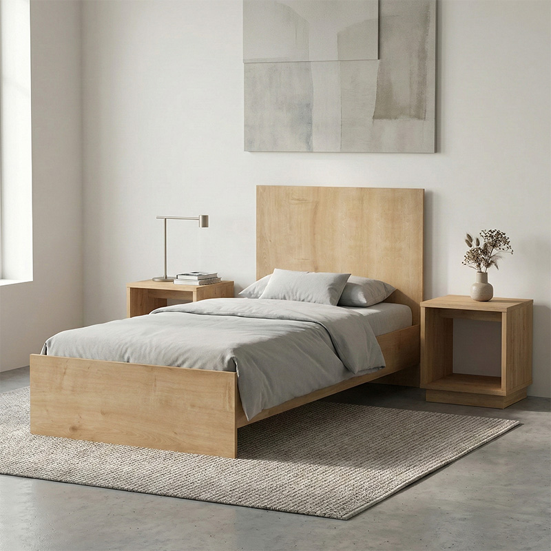 Troy Megapap melamine bed in oak color 100x200cm.