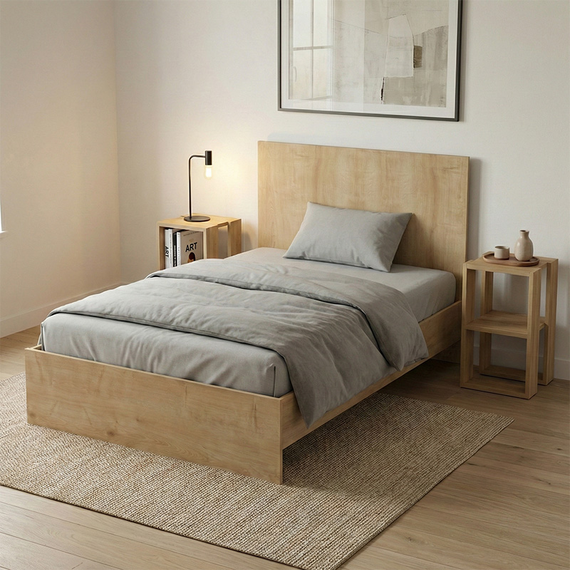 Troy Megapap melamine bed in oak color 120x200cm.