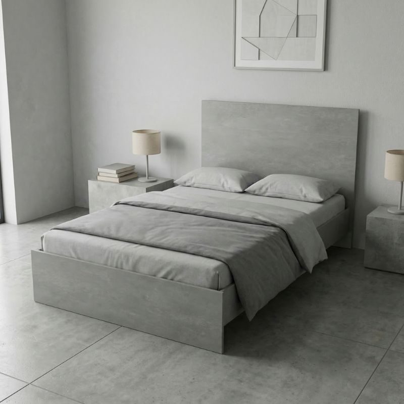Troy Megapap melamine bed in concrete grey color 120x200cm.