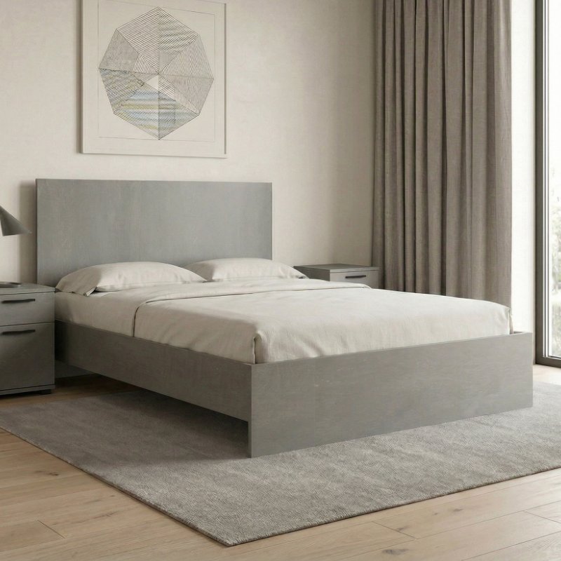 Troy Megapap melamine bed in concrete grey color 150x200cm.