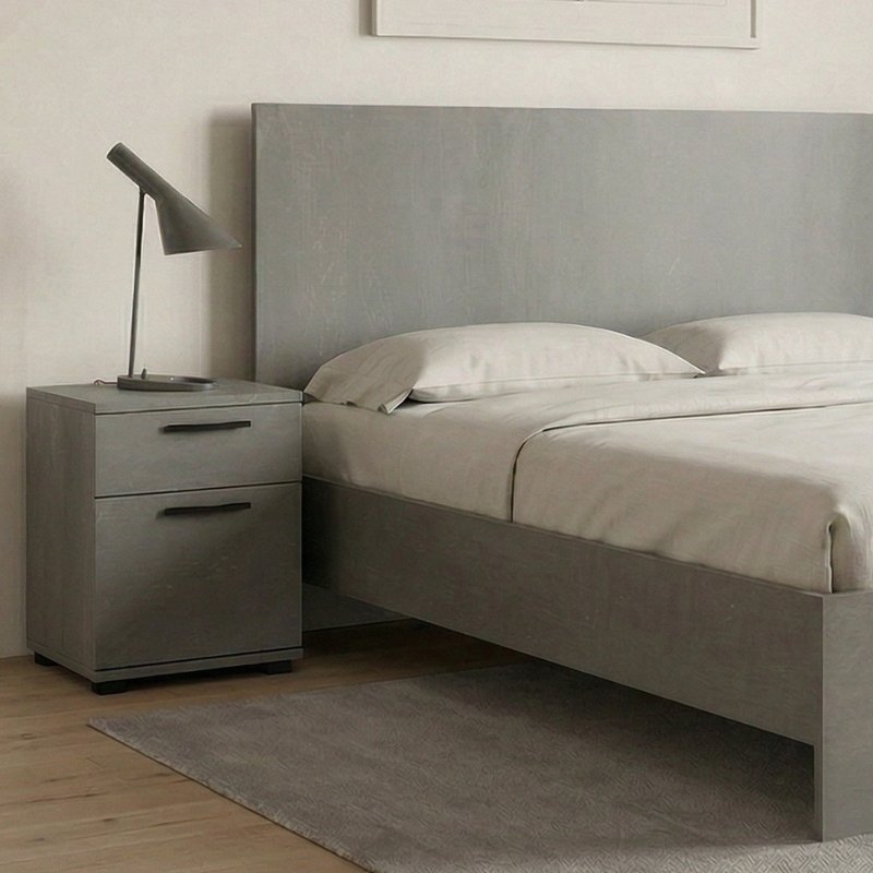 Troy Megapap melamine bed in concrete grey color 150x200cm.