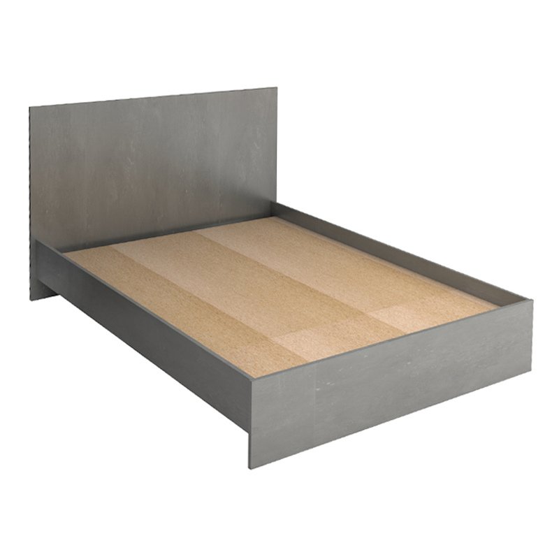 Troy Megapap melamine bed in concrete grey color 150x200cm.