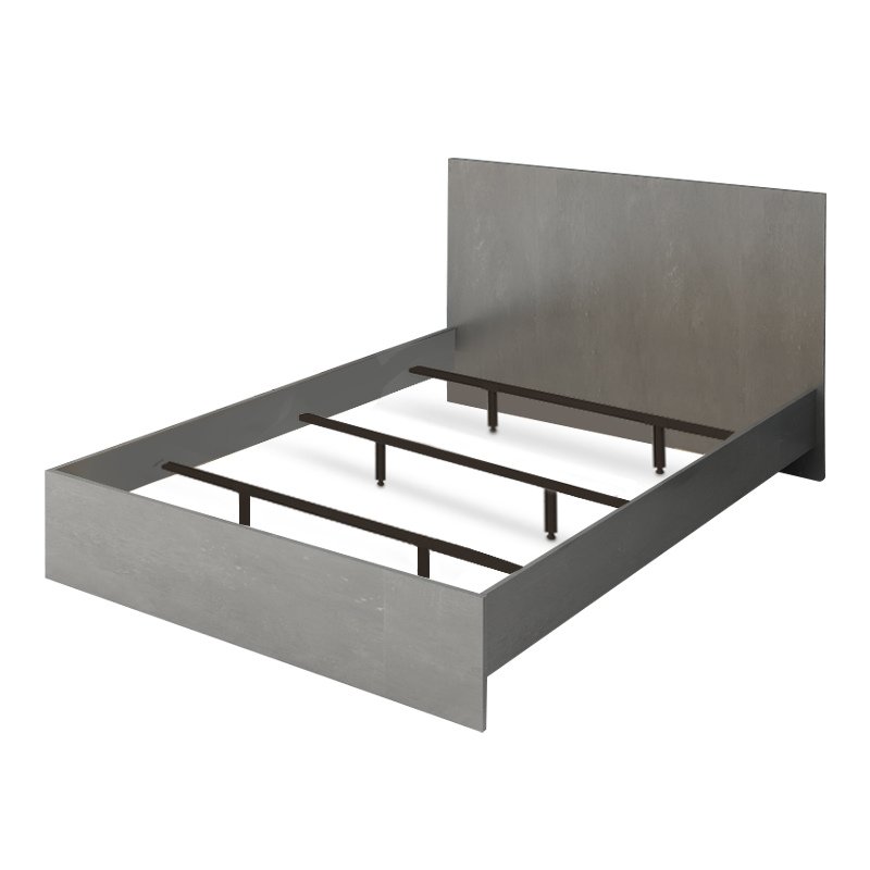 Troy Megapap melamine bed in concrete grey color 150x200cm.