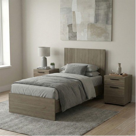 Troy Megapap melamine bed in walnut color 100x200cm.