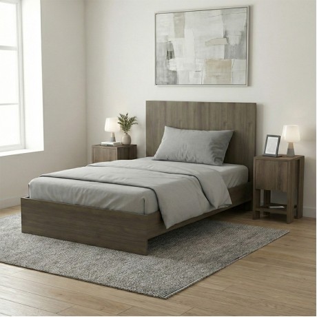 Troy Megapap melamine bed in walnut color 120x200cm.