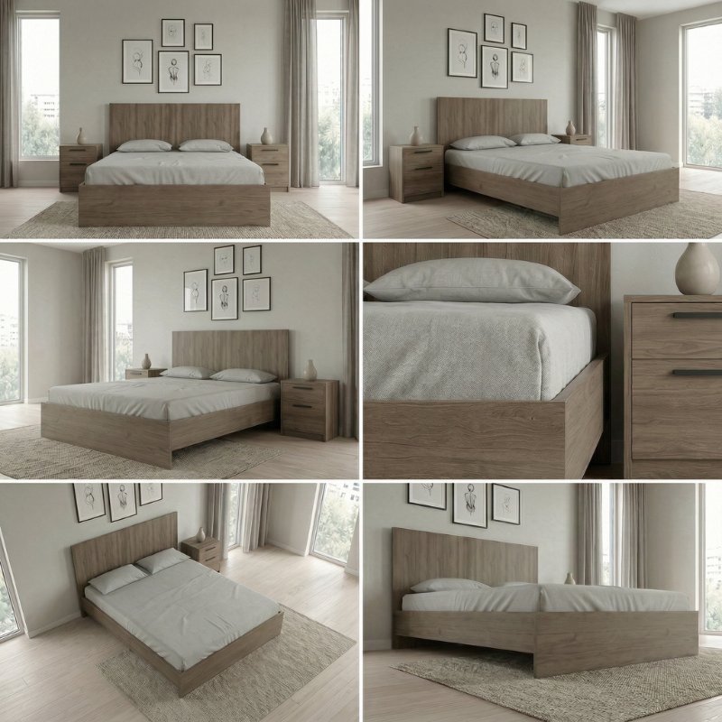 Troy Megapap melamine bed in walnut color 140x190cm.