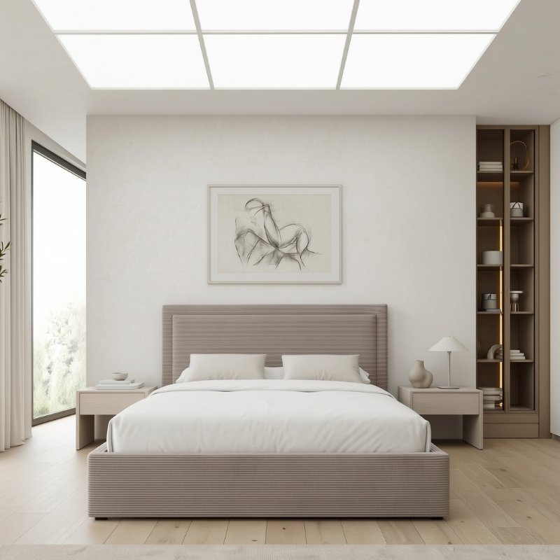 Velar Megapap fabric bed with storage space in mocha color 160x200cm.