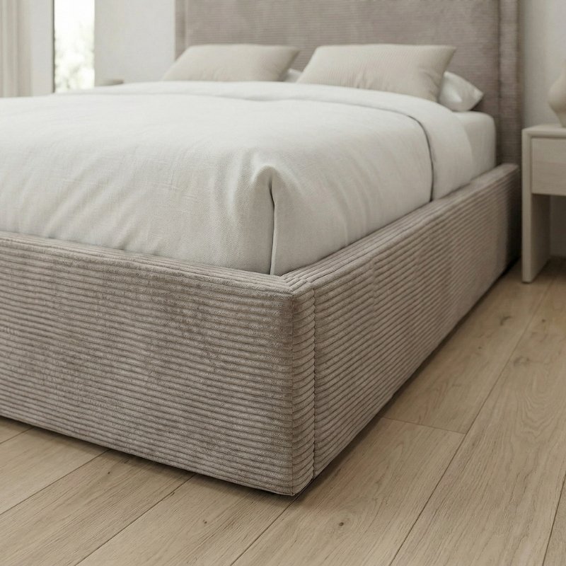 Velar Megapap fabric bed with storage space in mocha color 160x200cm.