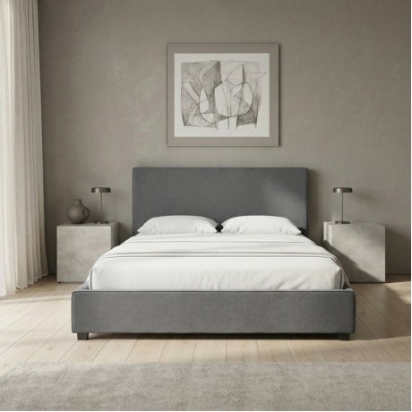Verona Megapap fabric bed with storage space in anthracite color 160x200cm.