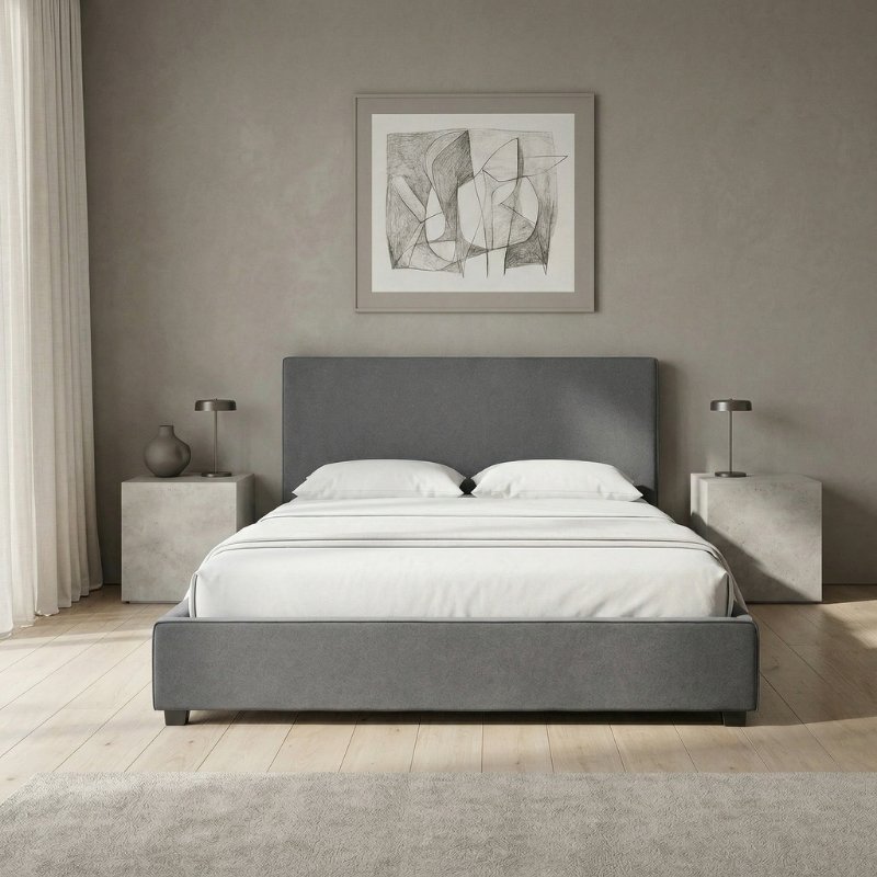 Verona Megapap fabric bed with storage space in anthracite color 160x200cm.