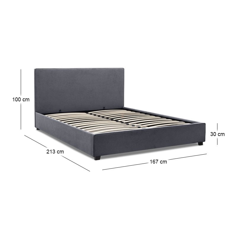 Verona Megapap fabric bed with storage space in anthracite color 160x200cm.