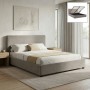 Verona Megapap fabric bed with storage space in grey beige color 160x200cm.