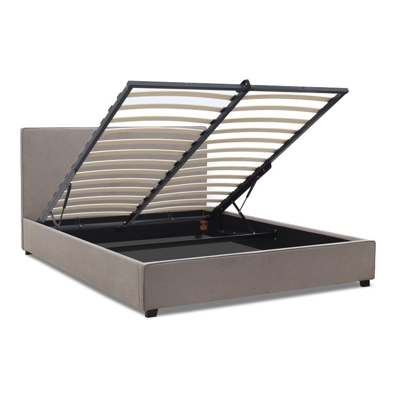 Verona Megapap fabric bed with storage space in grey beige color 160x200cm.