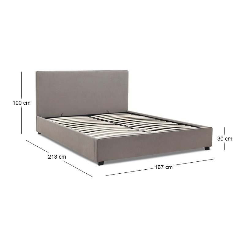 Verona Megapap fabric bed with storage space in grey beige color 160x200cm.