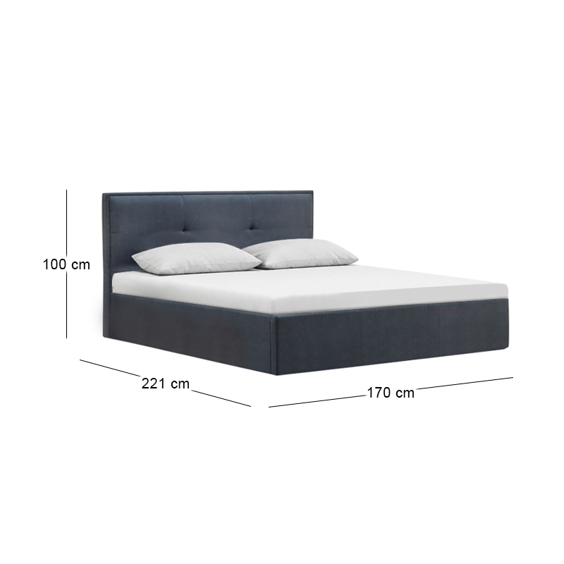 WALTER Gas Lift Bed (for Mattress 160x200cm) Grey Fabric