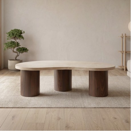 Τραπεζάκι σαλονιού Lambert MDF χρώμα καρυδί - natural stone 130x70x40εκ.