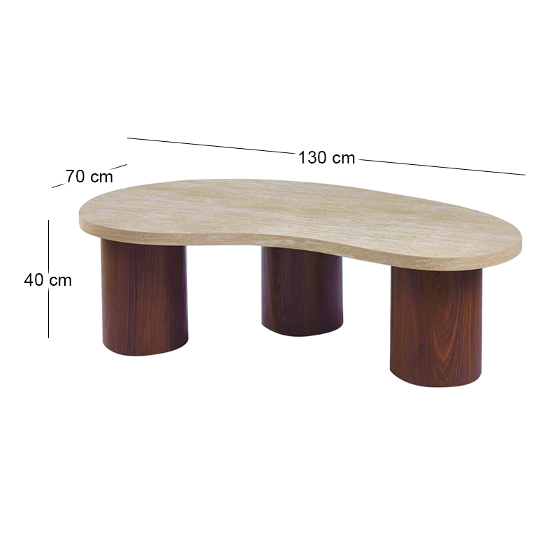 LAMBERT Coffee Table 130x70cm MDF Natural Stone/Walnut