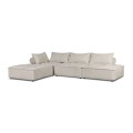 LARRY Multifunctional Corner Sofa, Fabric Ecru