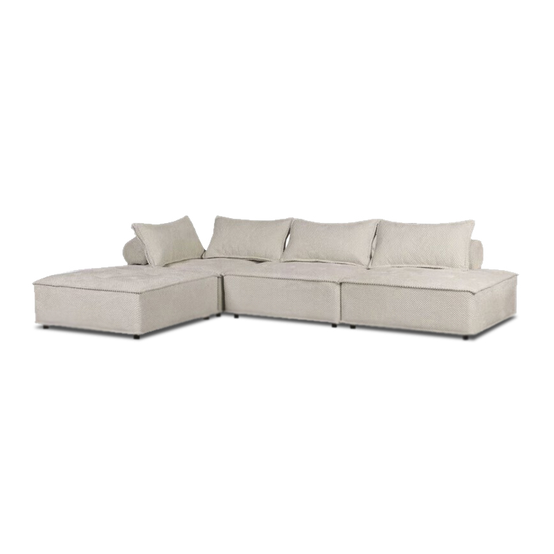 LARRY Multifunctional Corner Sofa, Fabric Ecru
