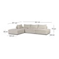 LARRY Multifunctional Corner Sofa, Fabric Ecru