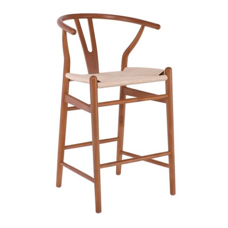 LIMA Barstool Beech Walnut, Seat Paper Rope Natural (seat height 67cm)