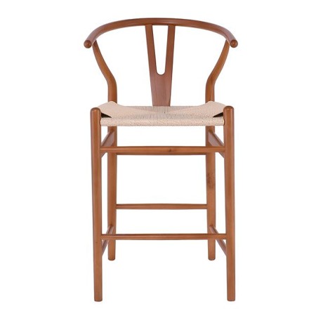 LIMA Barstool Beech Walnut, Seat Paper Rope Natural (seat height 67cm)