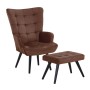 LOBBY Set Armchair & Stool Metal Black/Velure Brown
