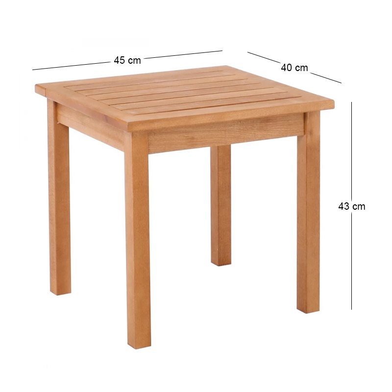 LUGANO Table 45x40 Impregnation Natural, Beech
