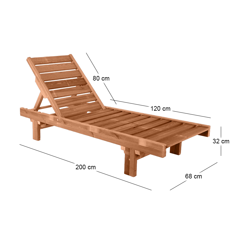 LUGANO Sunbed Pine, Impregnated Walnut
