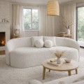 LYON 2-Seater Sofa Teddy White Fabric