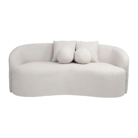 LYON 2-Seater Sofa Teddy White Fabric
