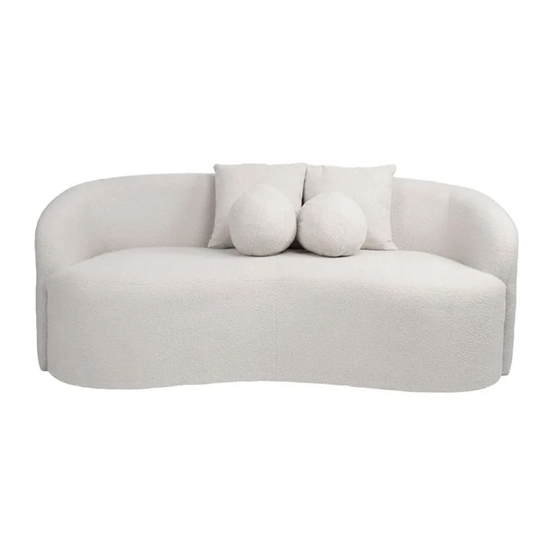 LYON 2-Seater Sofa Teddy White Fabric