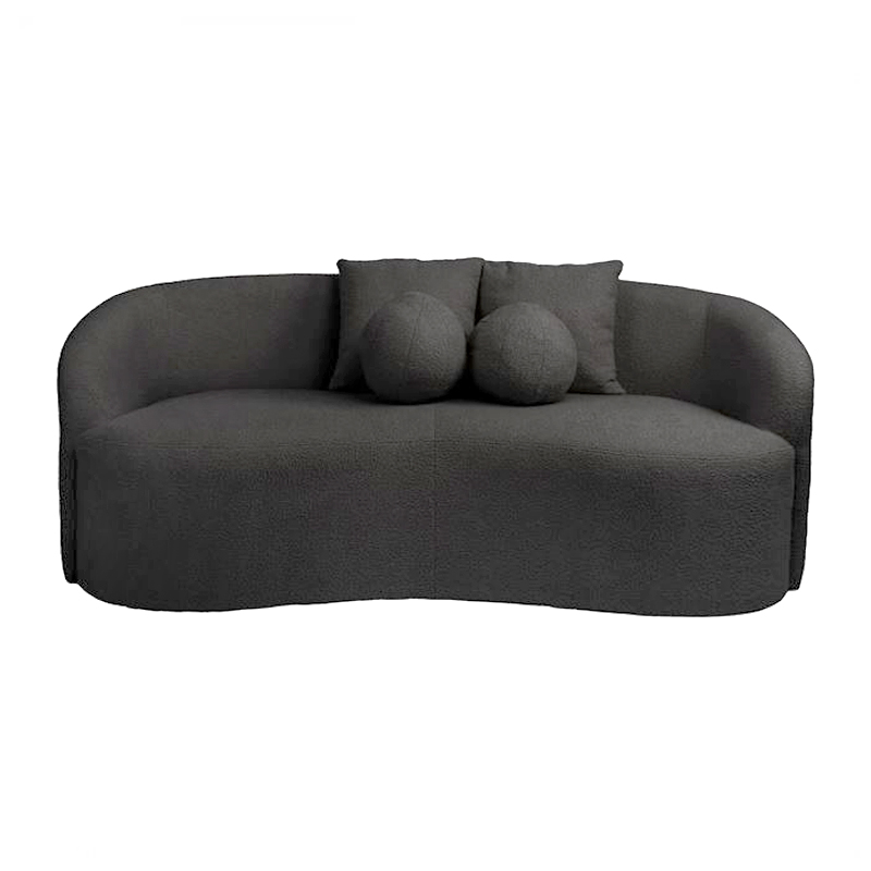LYON 2-Seater Sofa Teddy Black Fabric