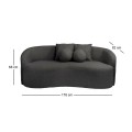 LYON 2-Seater Sofa Teddy Black Fabric