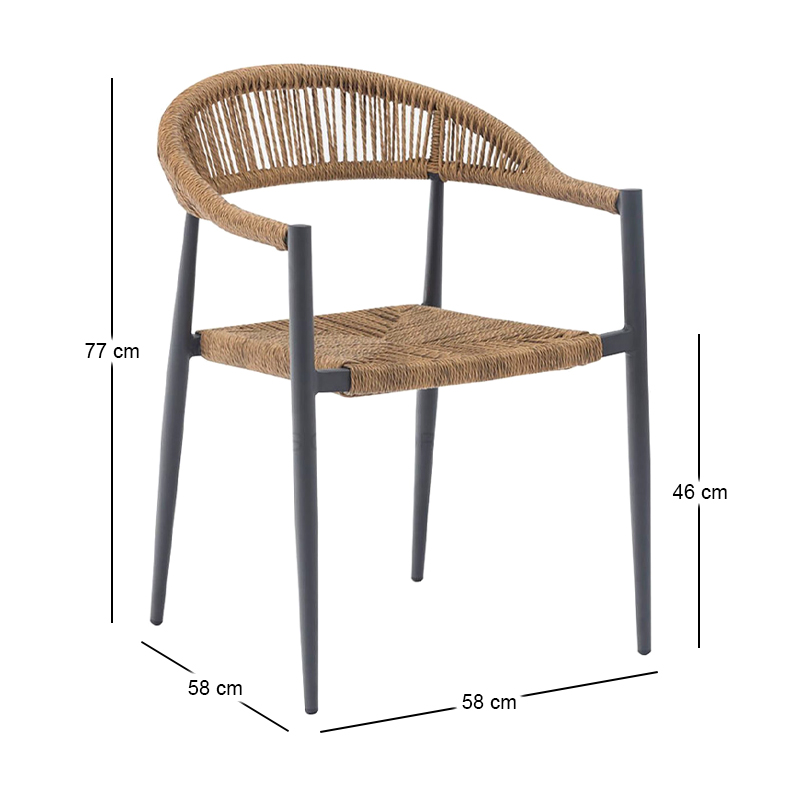 MADY Armchair Alu Anthracite/Rope Wicker Natural