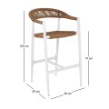 MADY Bar Stool Alu White/Rope Wicker Natural