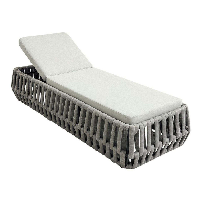 MAJORCA Lounger Alu/Olefin Rope Grey, Cushion Light Grey