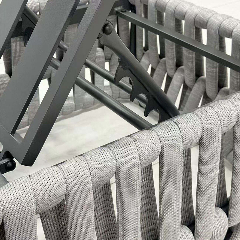 MAJORCA Lounger Alu/Olefin Rope Grey, Cushion Light Grey